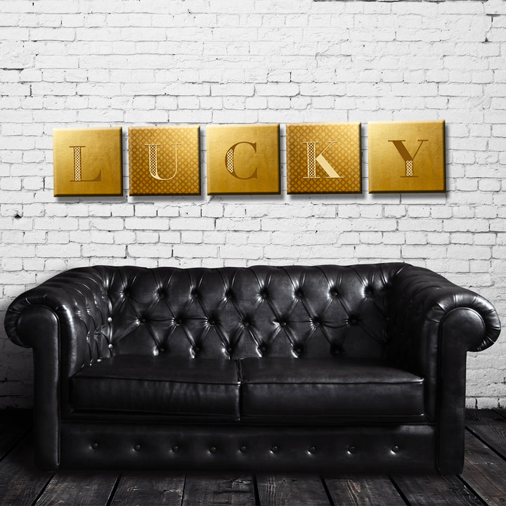 Lucky' 5 Piece Wrapped Canvas Wall Art Set