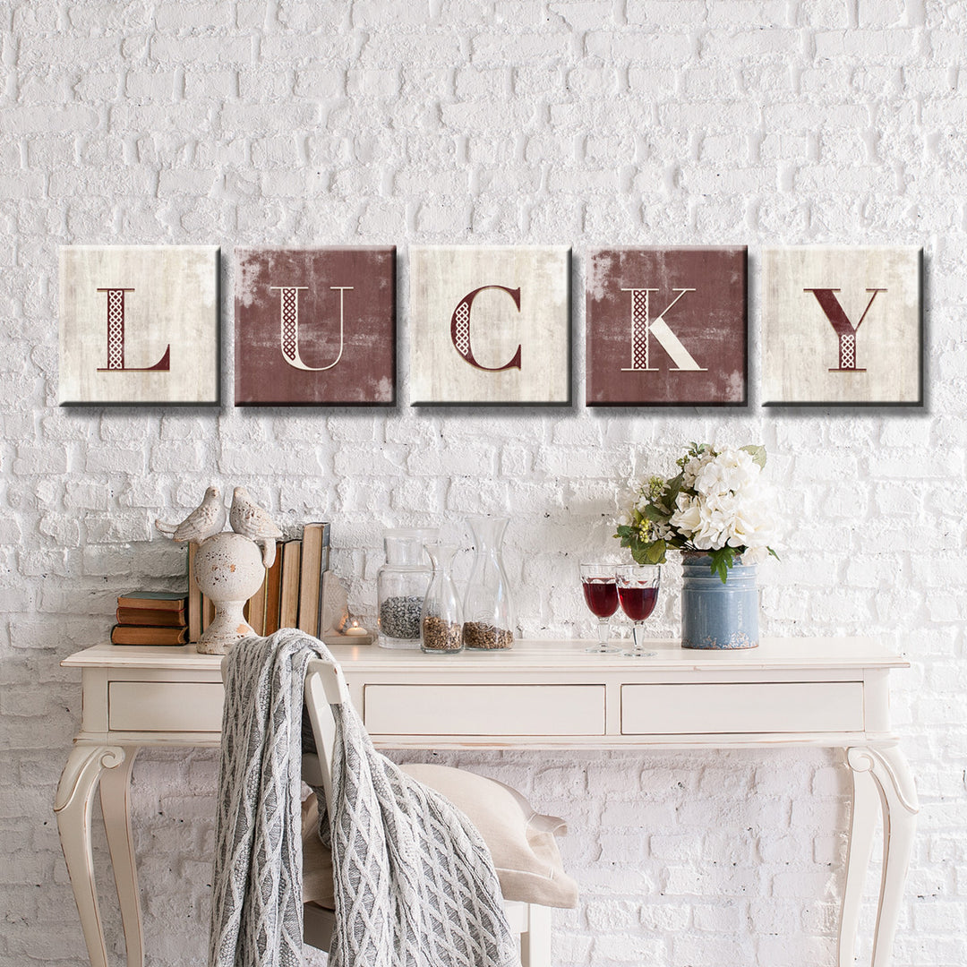 Lucky II' 5 Piece Wrapped Canvas Wall Art Set