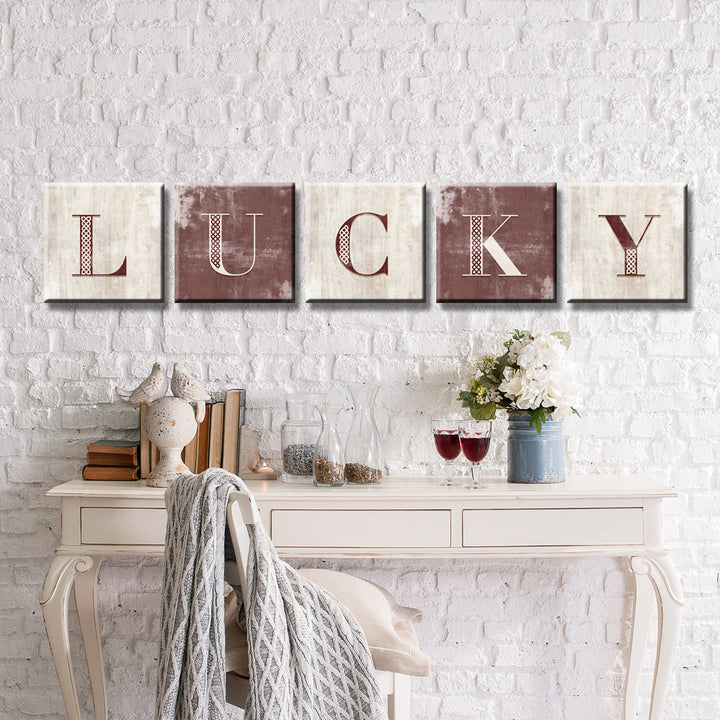 Lucky II' 5 Piece Wrapped Canvas Wall Art Set