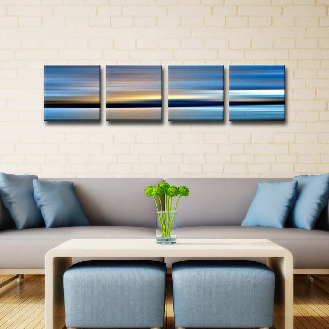 Blur Stripes XXXVIII' 4 Piece Wrapped Canvas Wall Art Set