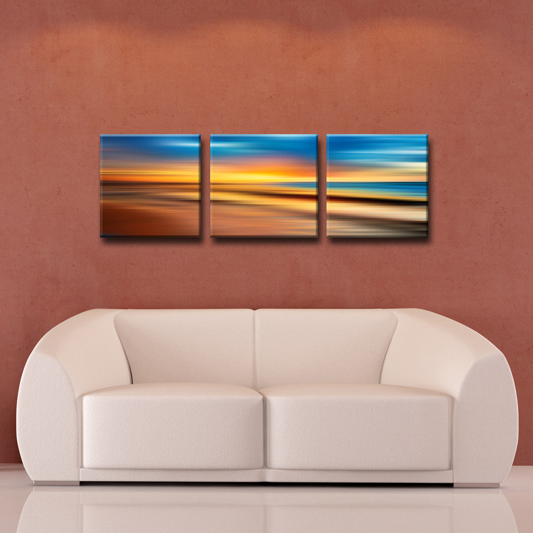Blur Stripes XLVI' 3 Piece Wrapped Canvas Wall Art Set