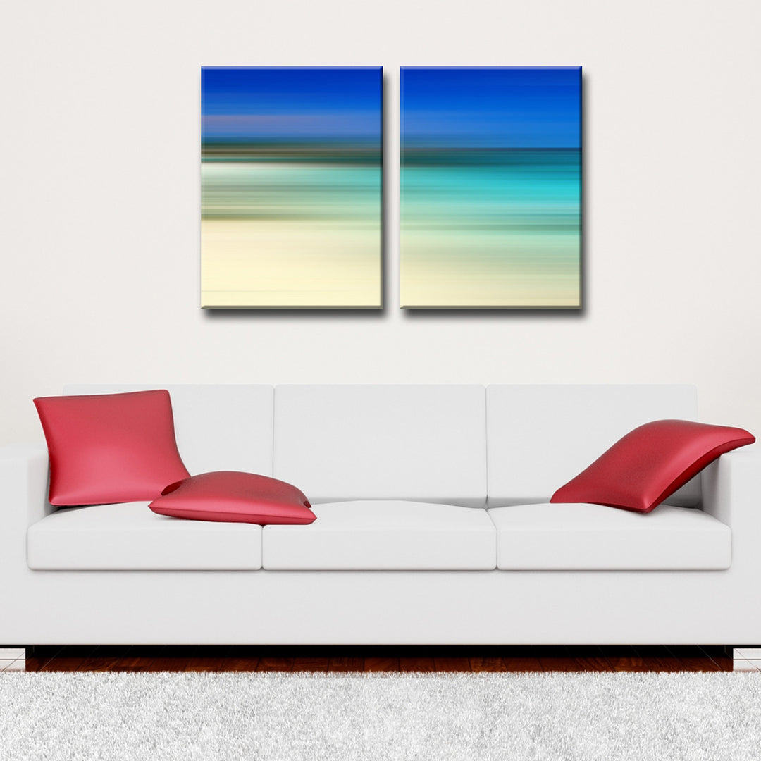 Blur Stripes XLVII' 2 Piece Wrapped Canvas Wall Art Set