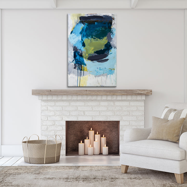 'Aqua Stack' Wrapped Canvas Wall Art