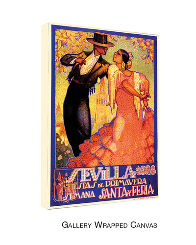 Vintage Sevilla Fiestas de Primavera by Da Pena Wrapped Wrapped Canvas Wall Art