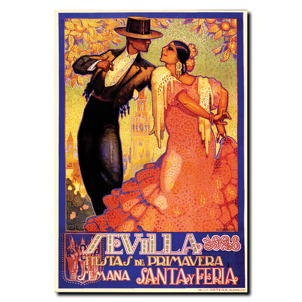 Vintage Sevilla Fiestas de Primavera by Da Pena Wrapped Wrapped Canvas Wall Art