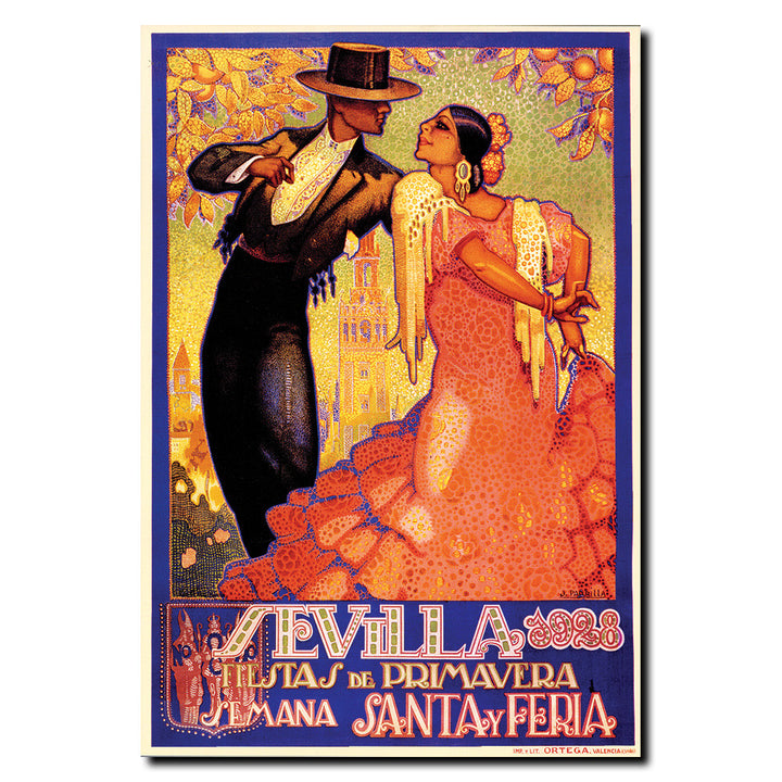 Vintage Sevilla Fiestas de Primavera by Da Pena Wrapped Wrapped Canvas Wall Art