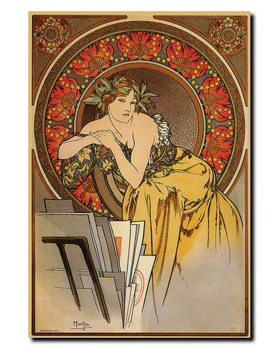 Vintage Mucha by Alphonse Mucha Wrapped Wrapped Canvas Wall Art