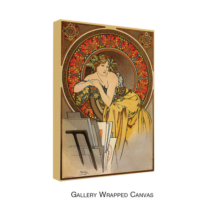 Vintage Mucha by Alphonse Mucha Wrapped Wrapped Canvas Wall Art