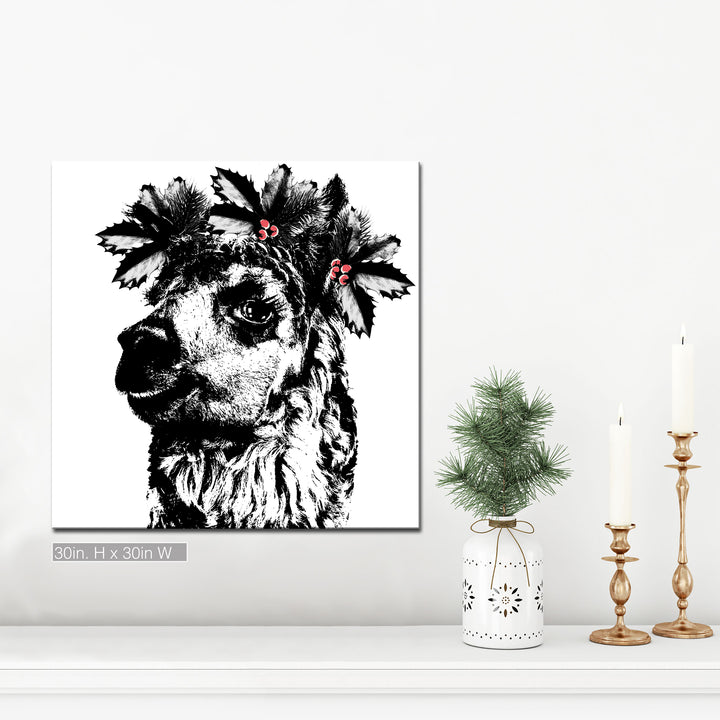 'Alpaca Elf'  Christmas Wall Art