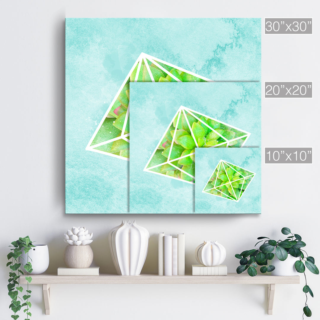 'Crystal Terrarium IV'  Succulent Wall Art