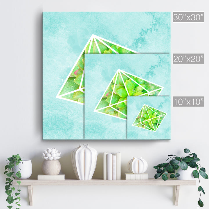 'Crystal Terrarium IV'  Succulent Wall Art