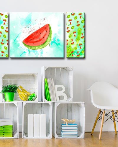 Watermelon Splash' 3 Piece  Wrapped Canvas Wall Art Set