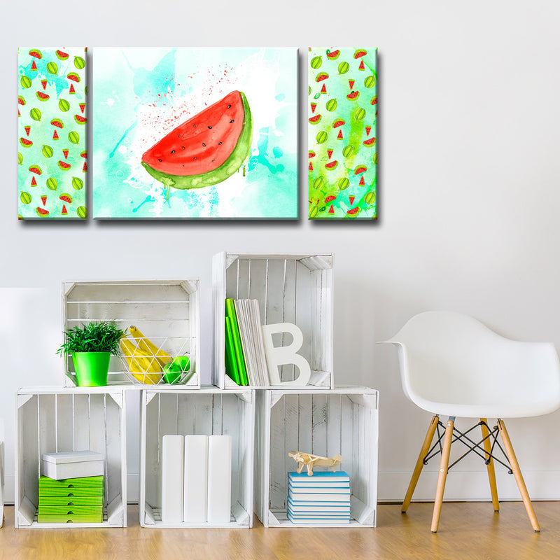 Watermelon Splash' 3 Piece  Wrapped Canvas Wall Art Set