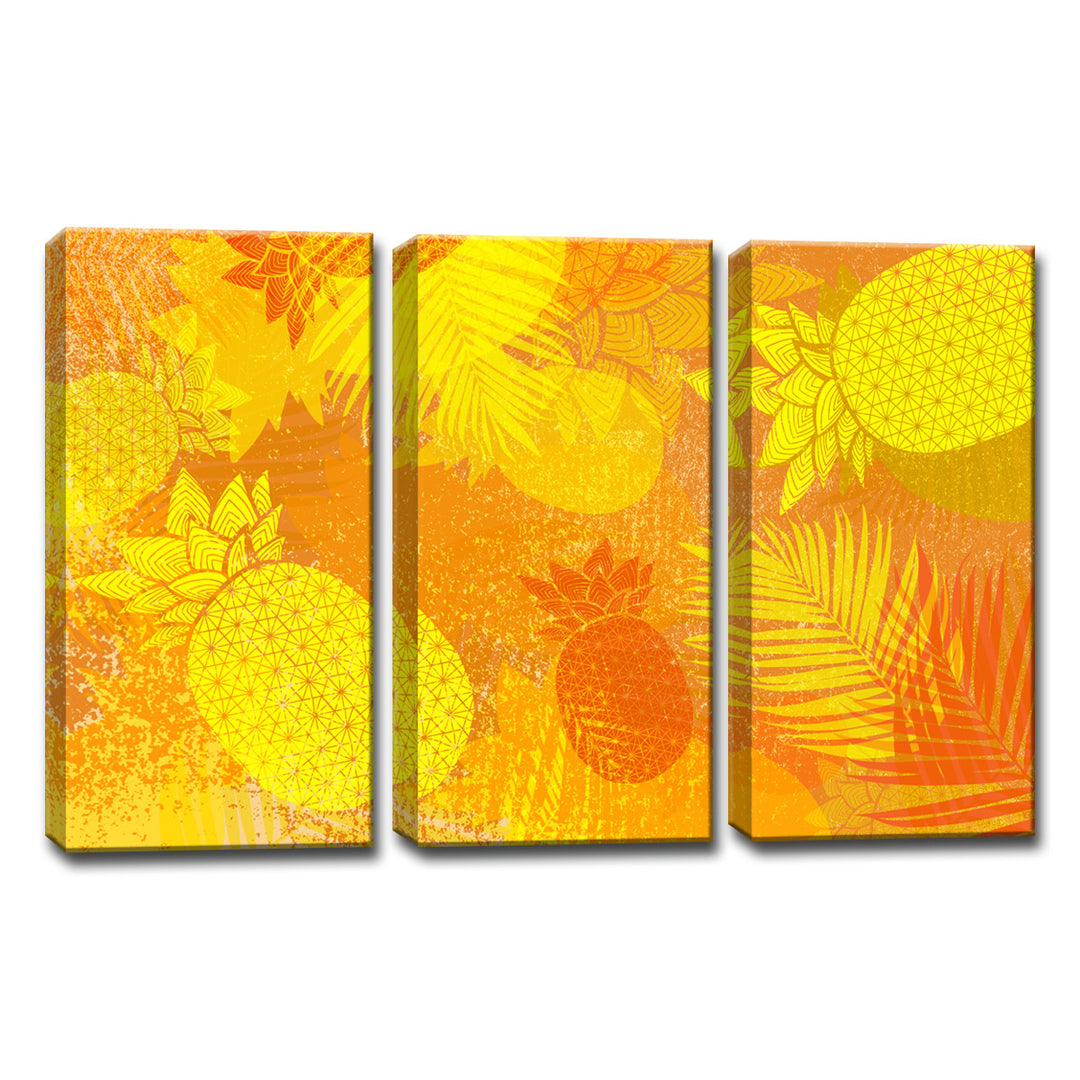 Pineapple Party' 3 Piece  Wrapped Canvas Wall Art Set