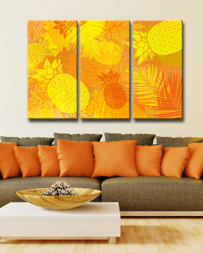 Pineapple Party' 3 Piece  Wrapped Canvas Wall Art Set