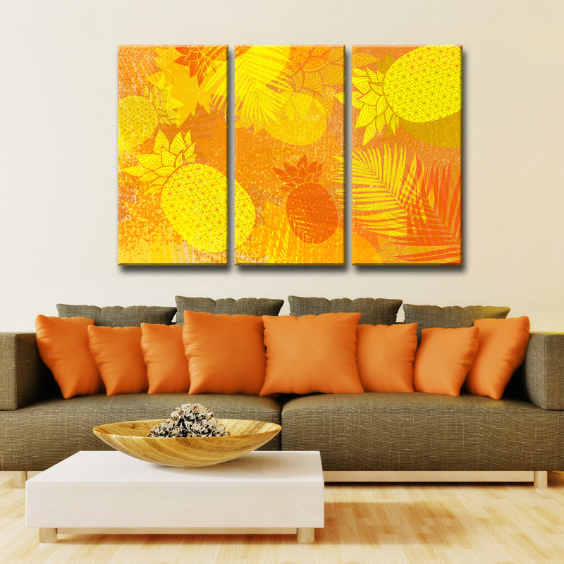 Pineapple Party' 3 Piece  Wrapped Canvas Wall Art Set