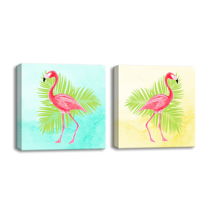 Flamingo I/II' 2 Piece Wrapped Canvas Wall Art Set