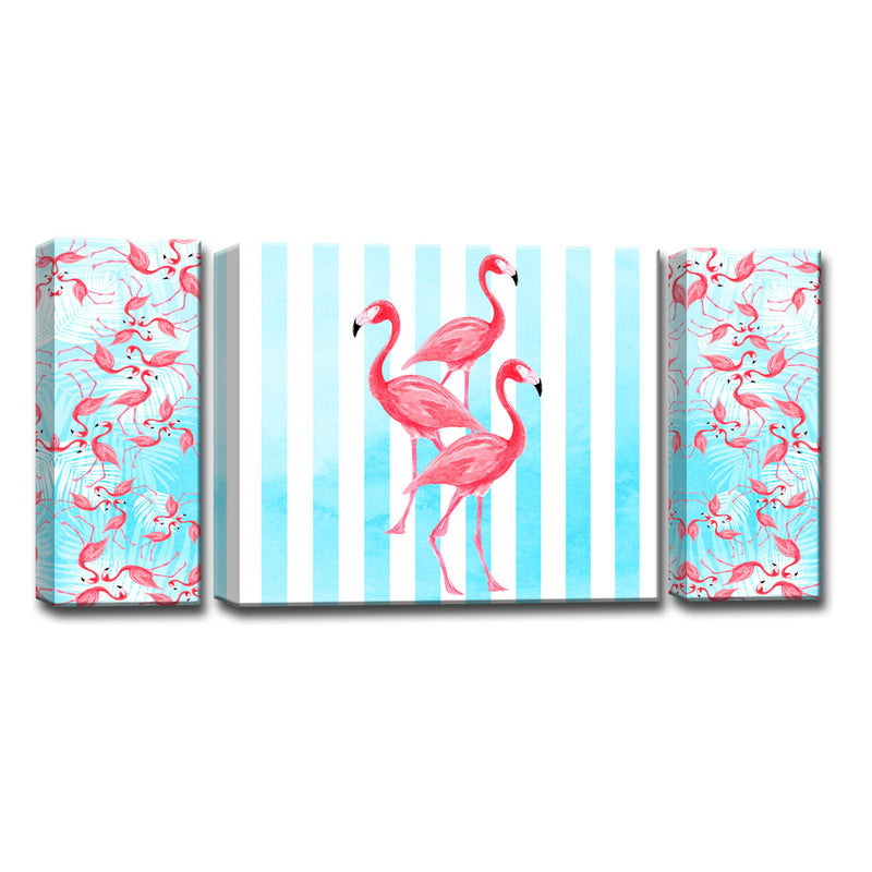 Flamingo's align' 3 Piece  Wrapped Canvas Wall Art Set