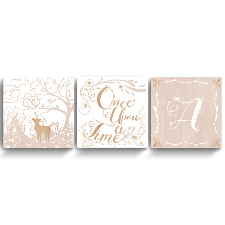 Once Upon a Time' 3-Pc Wrapped Canvas Monogram Nursery Wall Art Set