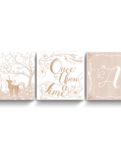 Once Upon a Time' 3-Pc Wrapped Canvas Monogram Nursery Wall Art Set