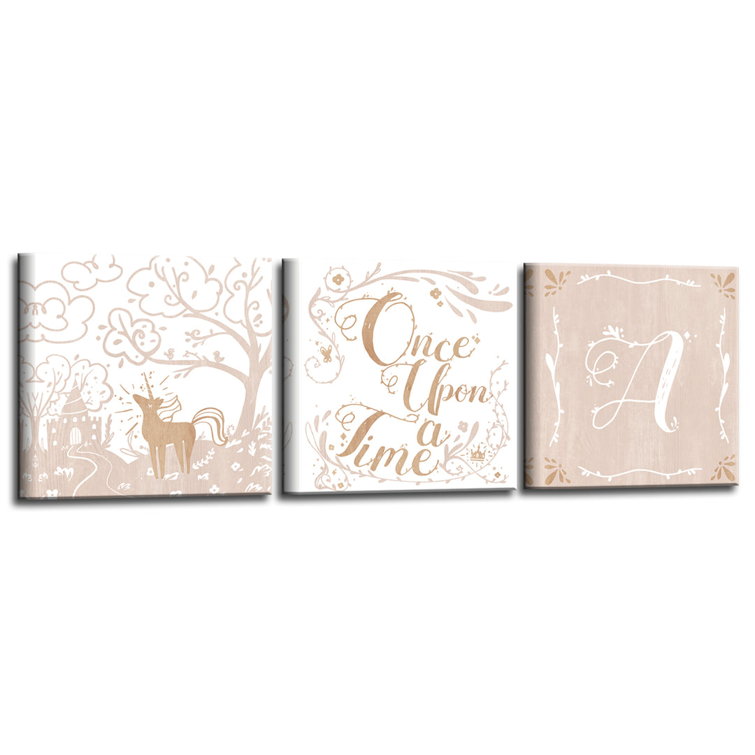 Once Upon a Time' 3-Pc Wrapped Canvas Monogram Nursery Wall Art Set