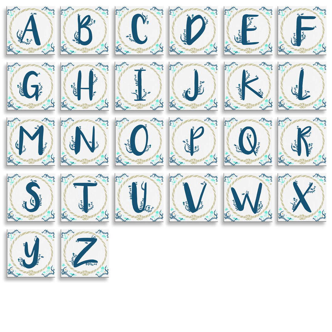 Sea Seeker' 3-Pc Wrapped Canvas Monogram Nursery Wall Art Set