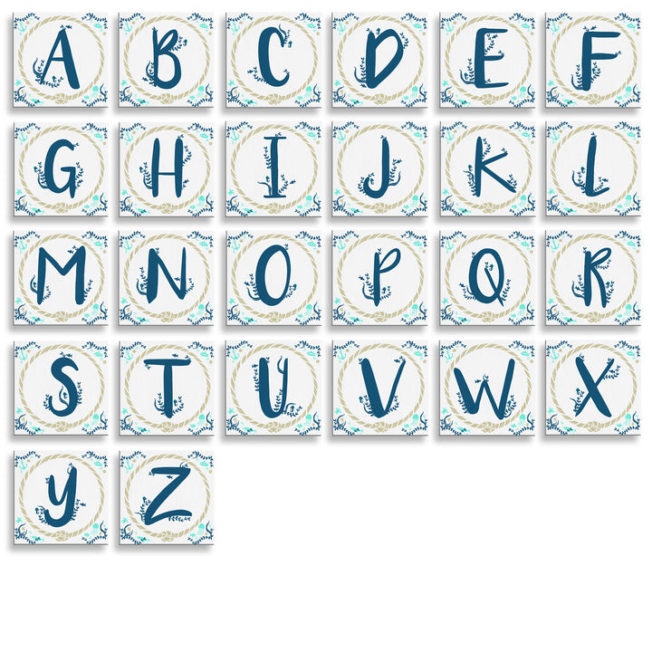 Sea Seeker' 3-Pc Wrapped Canvas Monogram Nursery Wall Art Set