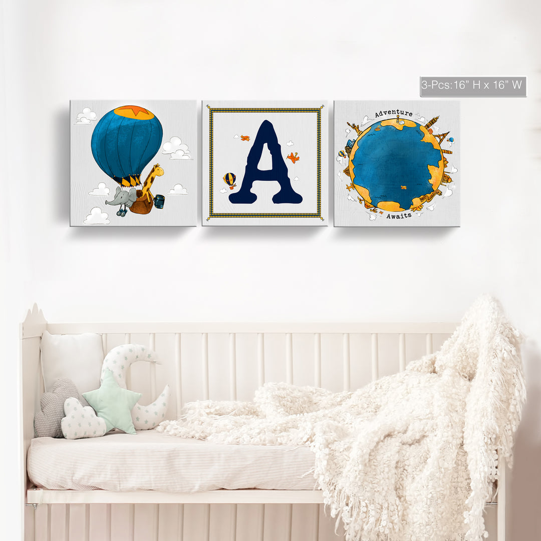 Adventure Awaits' 3 Piece Wrapped Canvas Wall Art Set