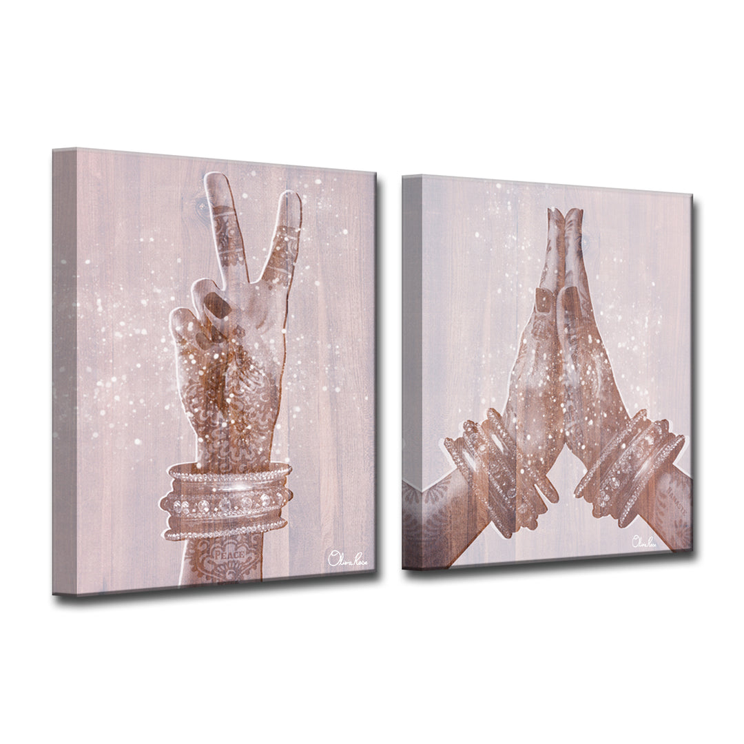 Peace and Namaste' Inspirational 2-PC Canvas Art Set