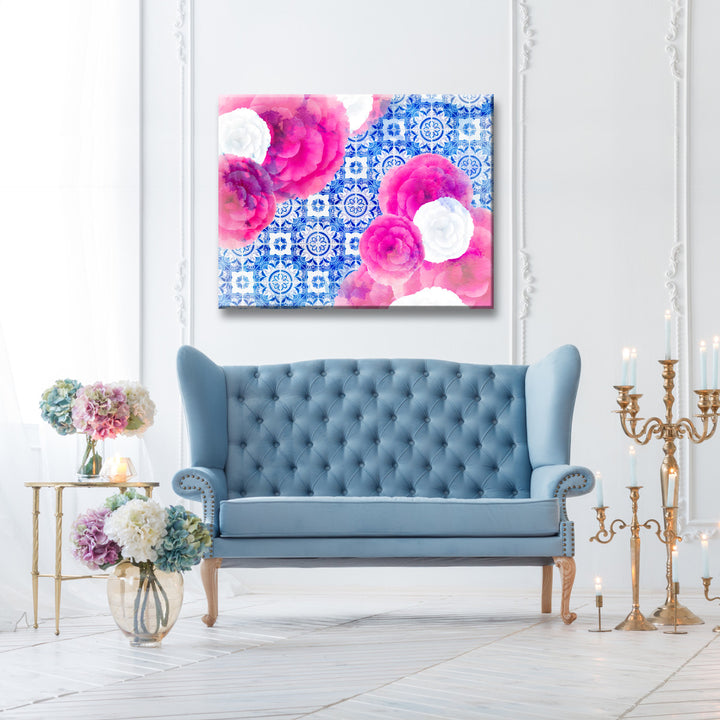'Tiles and Flowers' Wall Art