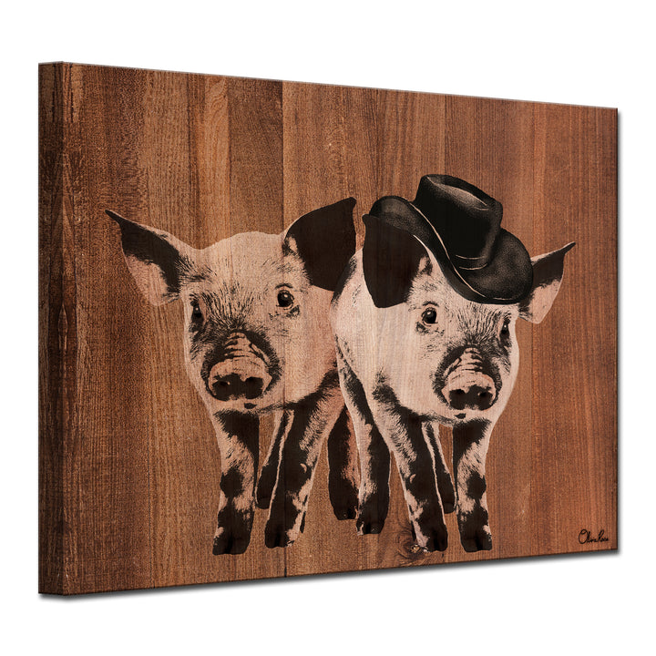 'Pig Duo' Wrapped Canvas Wall Art