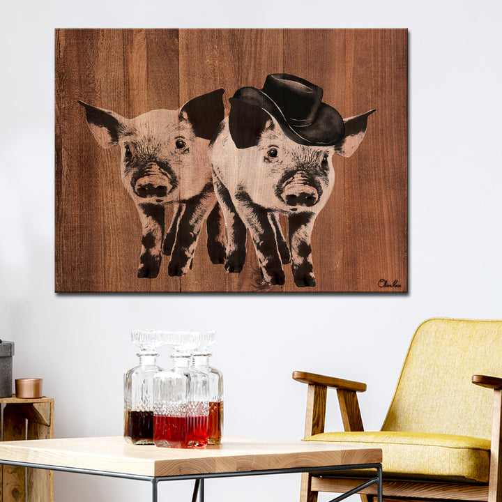 'Pig Duo' Wrapped Canvas Wall Art