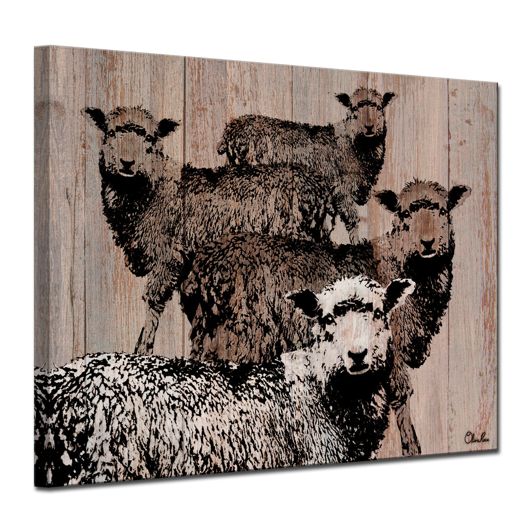 'Flock of Sheep' Wrapped Canvas Wall Art