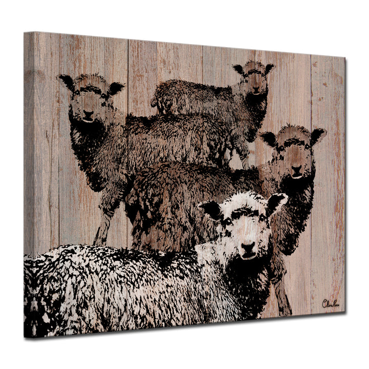 'Flock of Sheep' Wrapped Canvas Wall Art