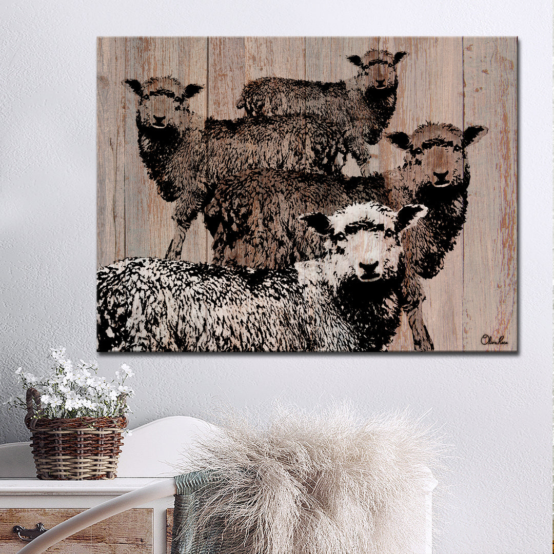 'Flock of Sheep' Wrapped Canvas Wall Art