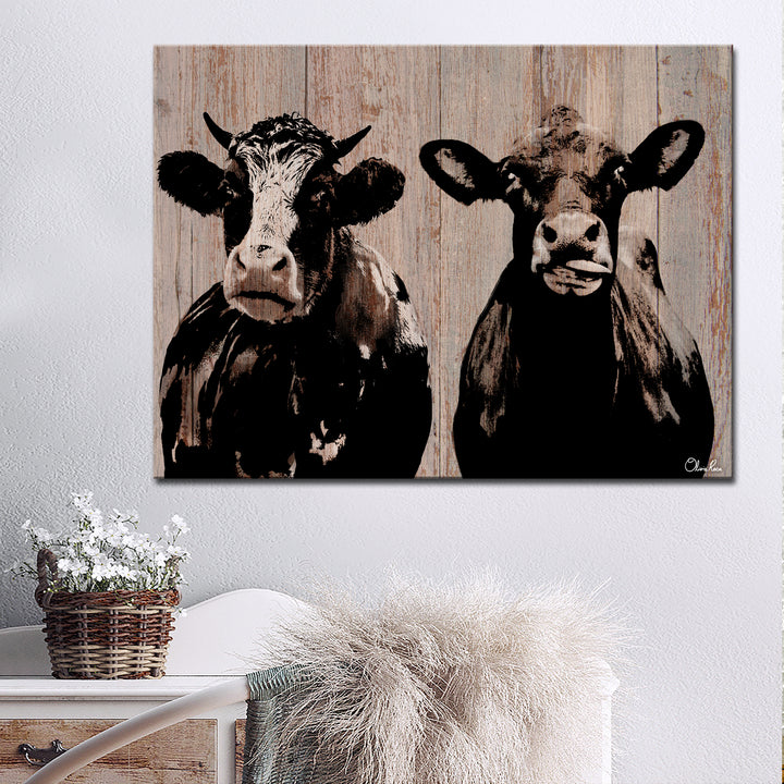 'Cow Duo' Wrapped Canvas Wall Art