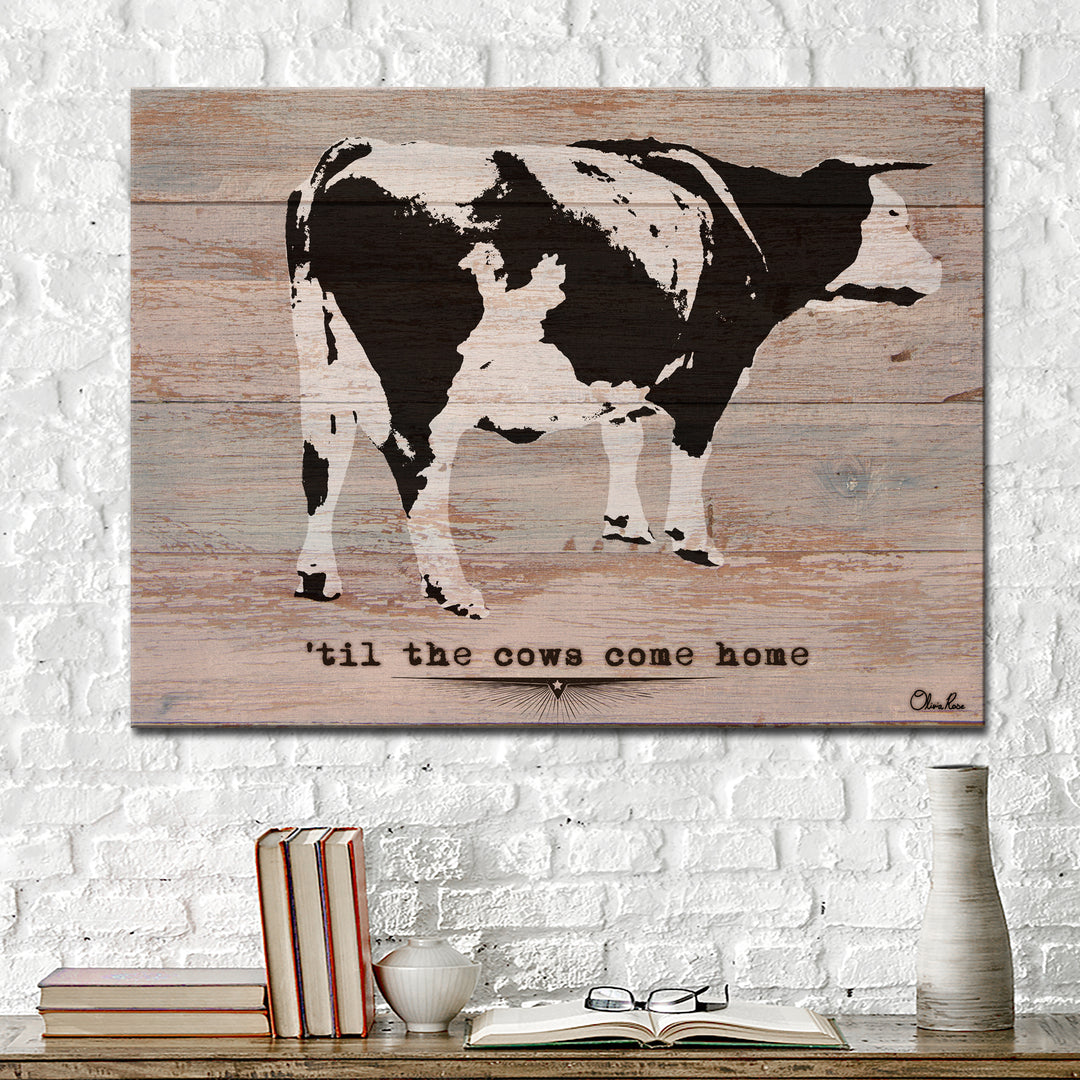 'Cows Come Home' Wrapped Canvas Wall Art
