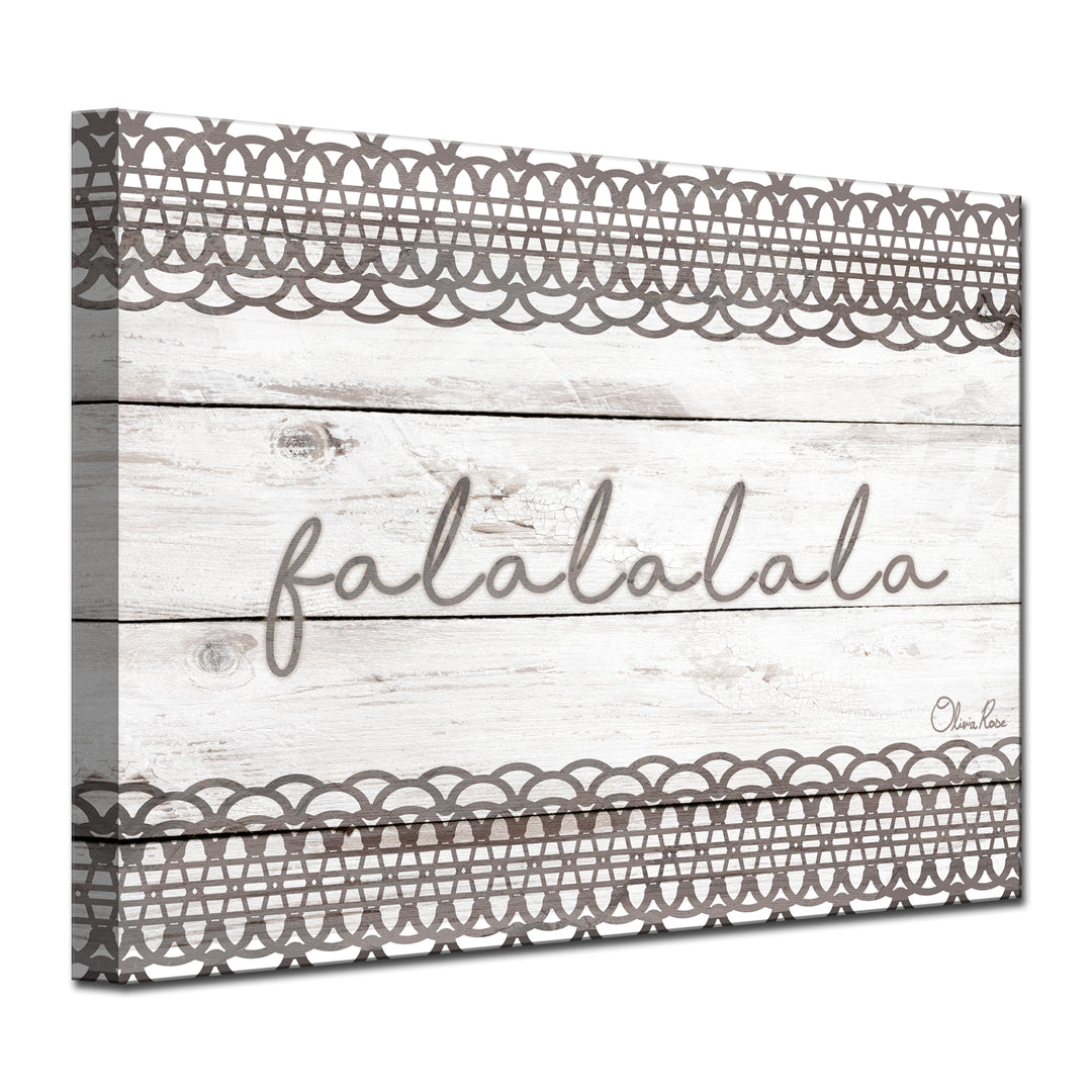 'Christmas Falala' Wrapped Canvas Holiday Textual Wall Art