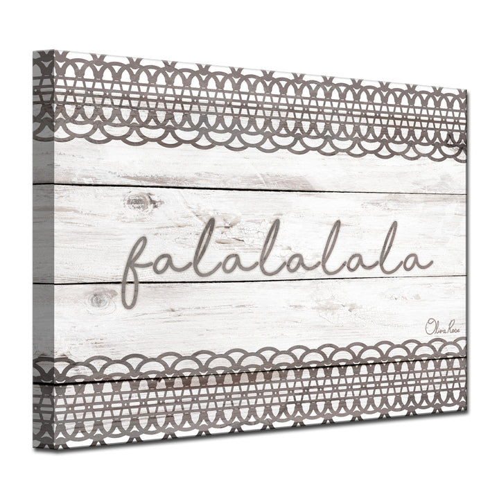 'Christmas Falala' Wrapped Canvas Holiday Textual Wall Art