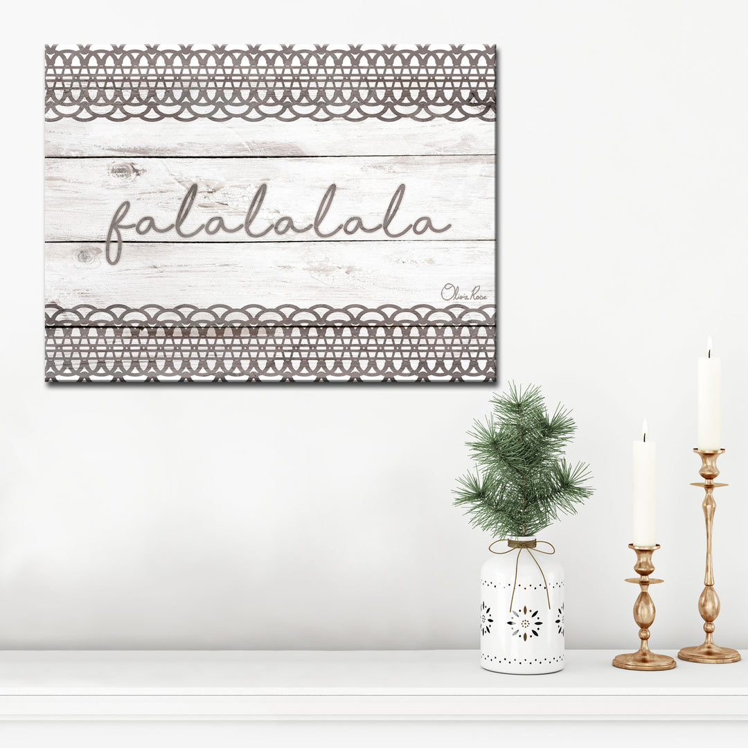 'Christmas Falala' Wrapped Canvas Holiday Textual Wall Art