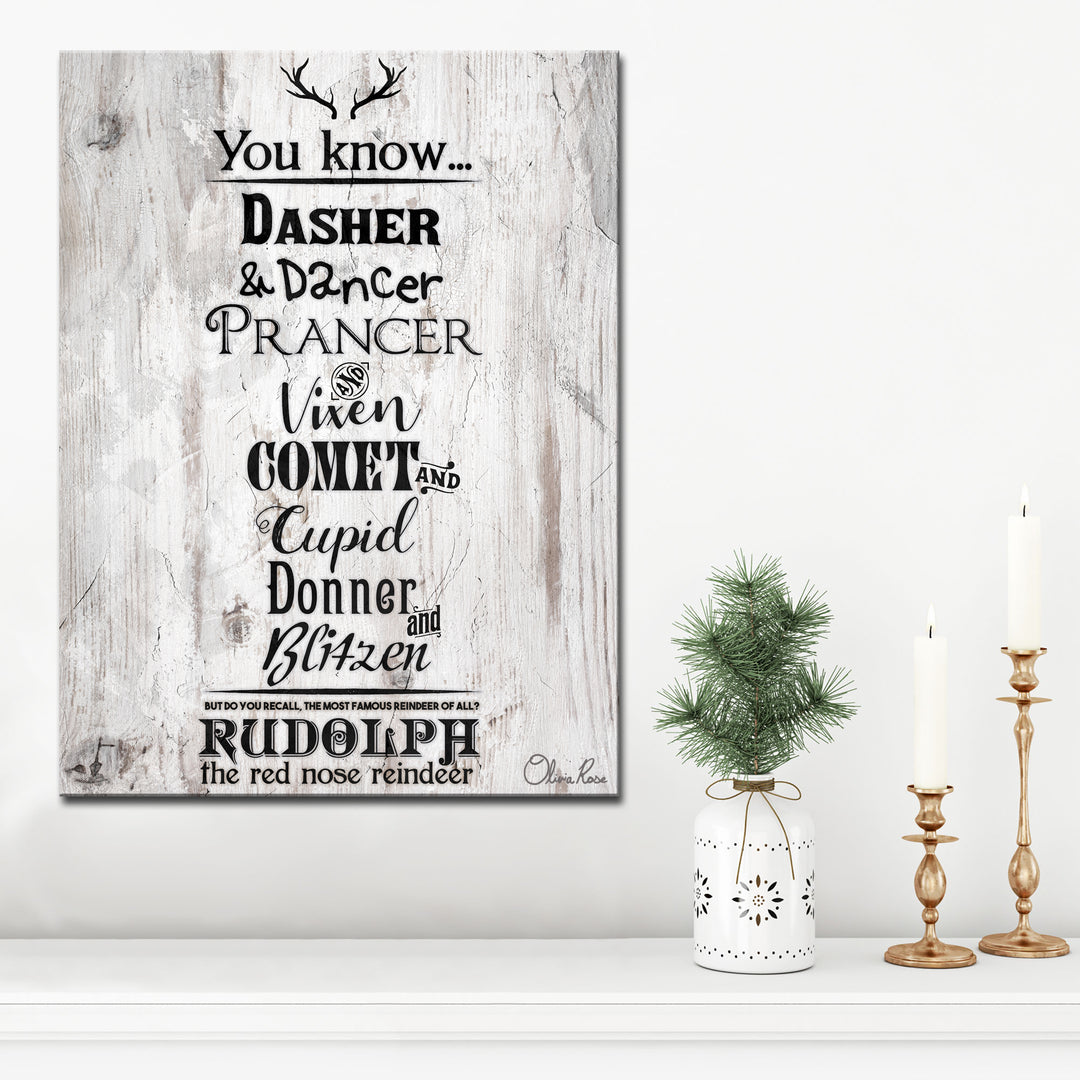 Christmas Reindeer List'  Textual Wall Art