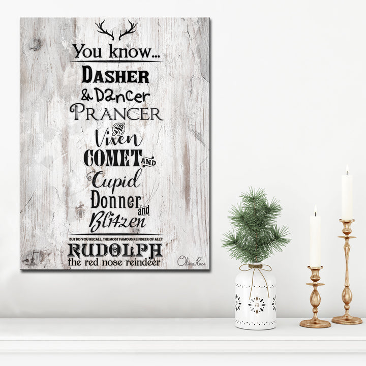 Christmas Reindeer List'  Textual Wall Art