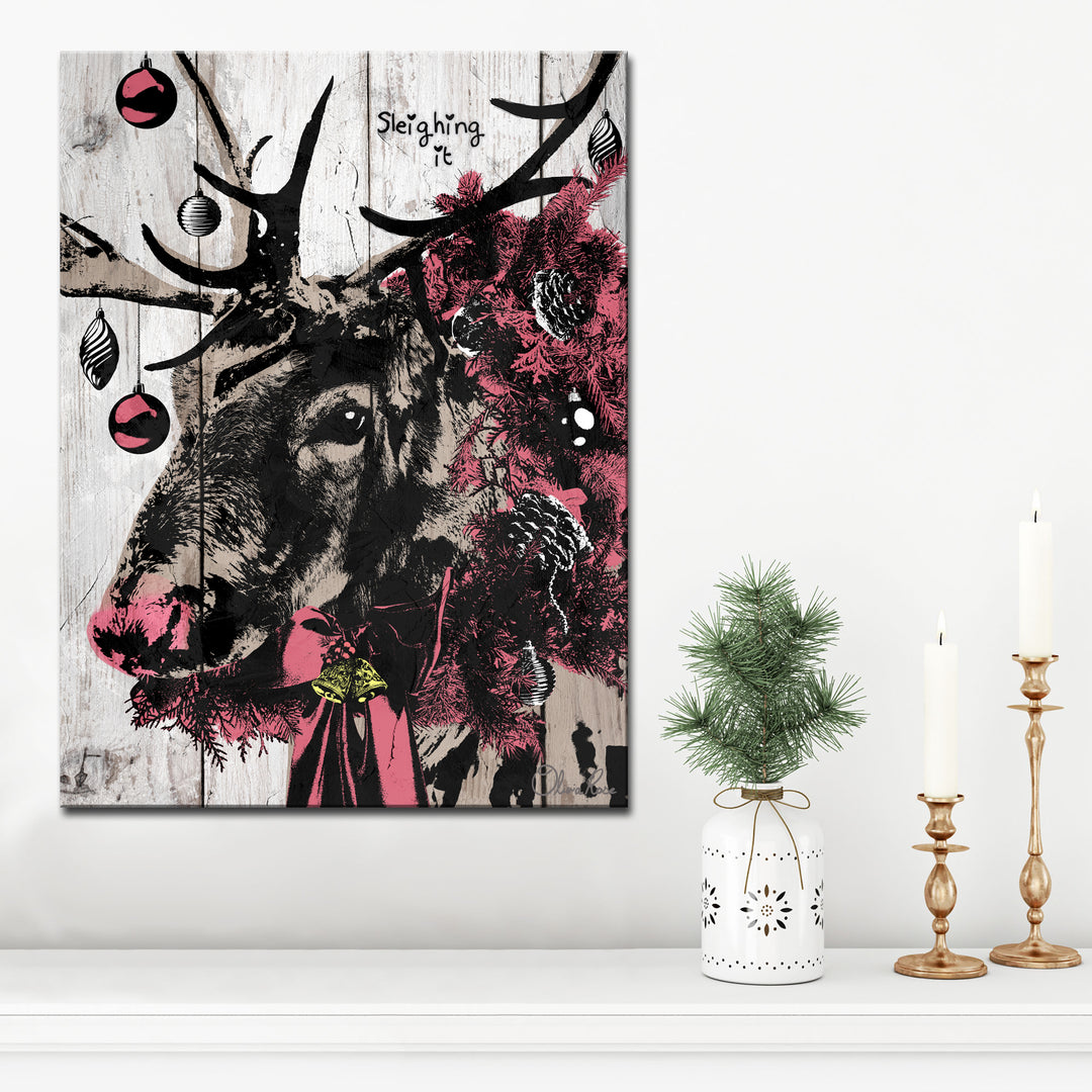 Christmas Reindeer'  Textual Wall Art