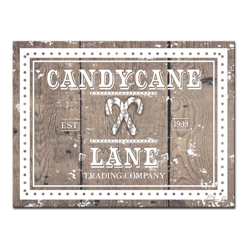 'Christmas Candycane Lane' Wrapped Canvas Textual Wall Art