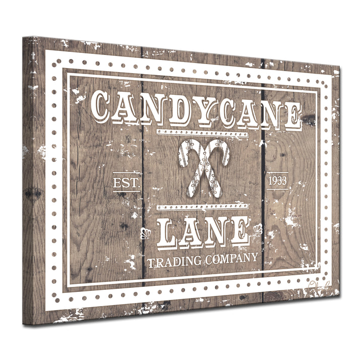 'Christmas Candycane Lane' Wrapped Canvas Textual Wall Art