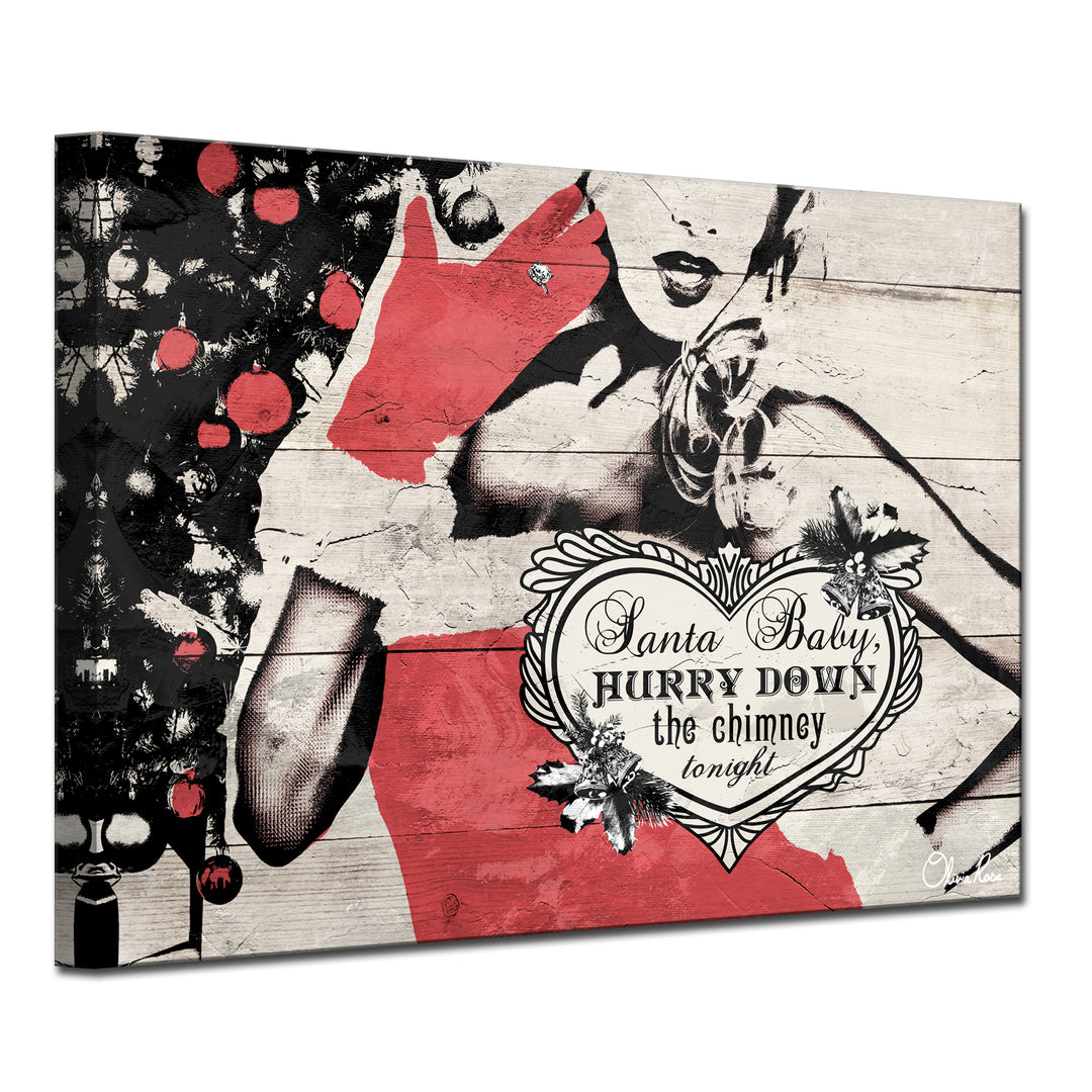 'Christmas Santa Baby Lady' Wrapped Canvas Textual Wall Art