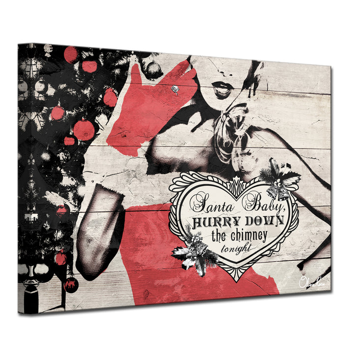 'Christmas Santa Baby Lady' Wrapped Canvas Textual Wall Art