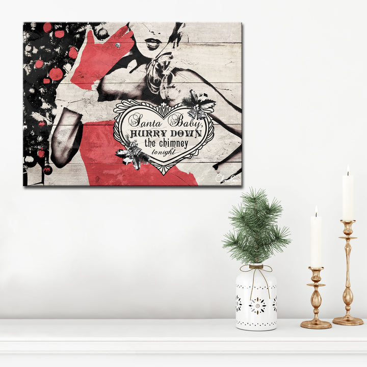 'Christmas Santa Baby Lady' Wrapped Canvas Textual Wall Art