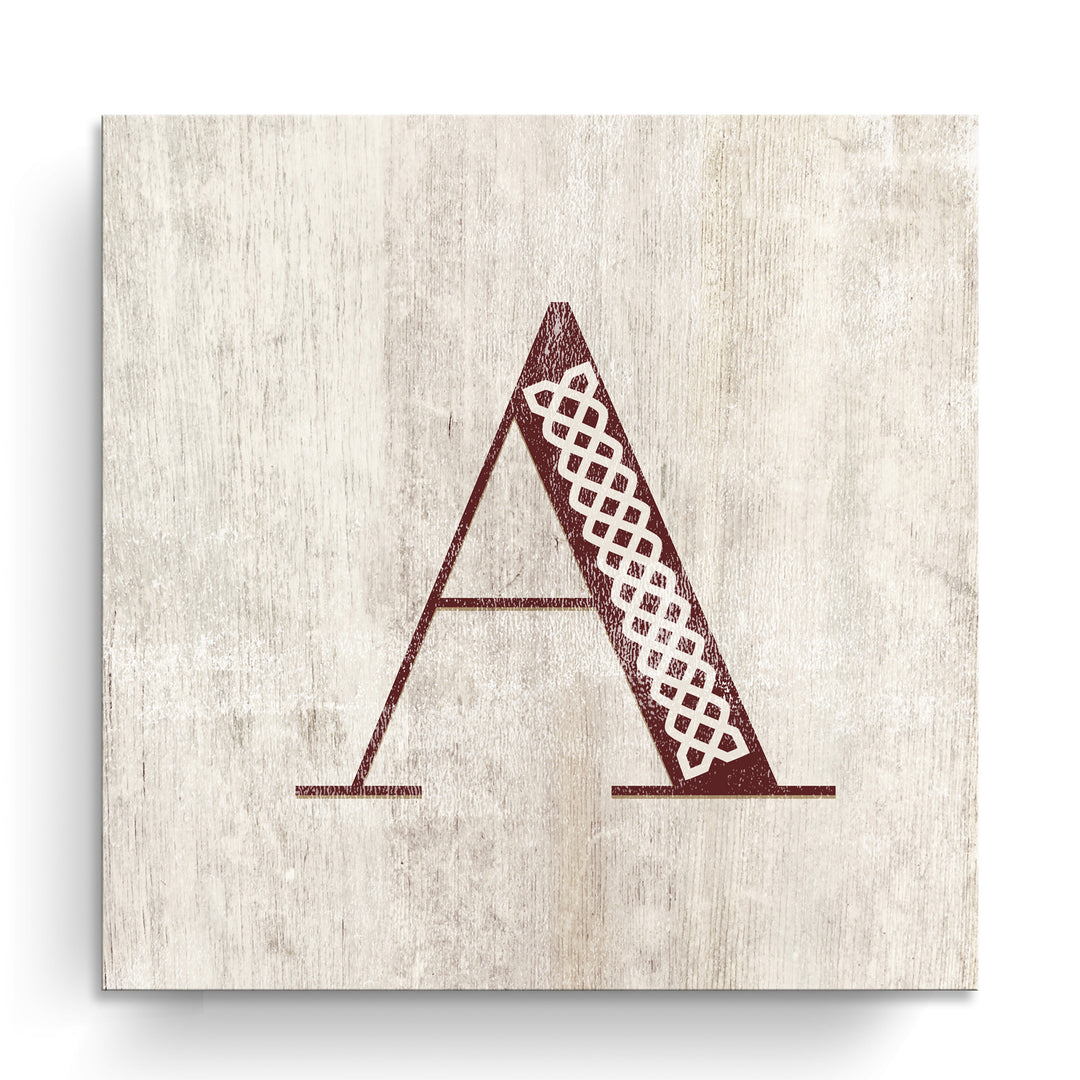 'Shabby Chic Monogram' 10"x10" Wrapped Canvas Textual Wall Art