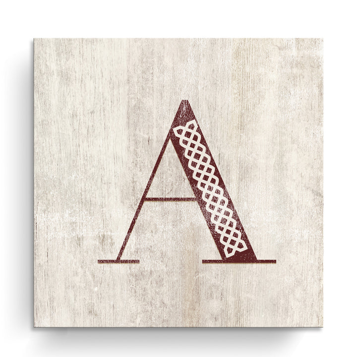 'Shabby Chic Monogram' 10"x10" Wrapped Canvas Textual Wall Art